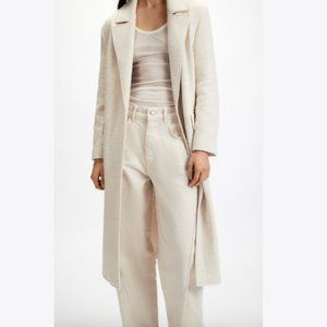 Zara Long Coat Ecru Sz Small NWT